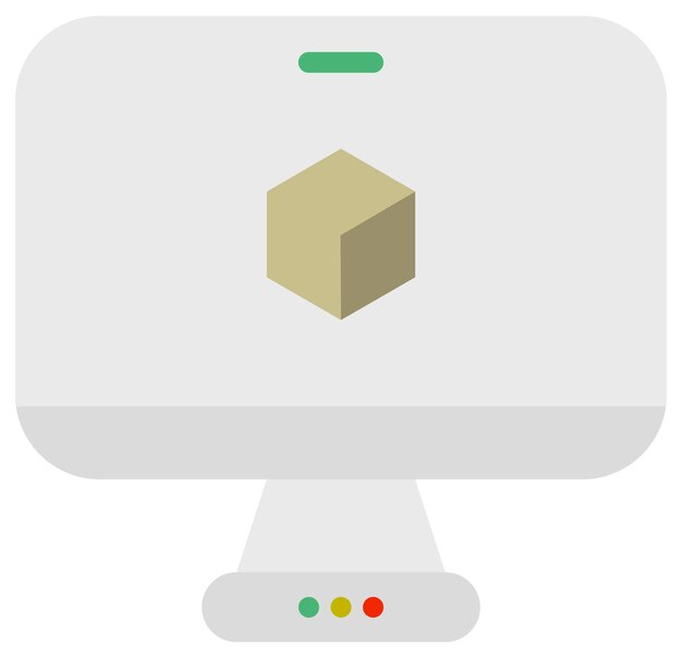 high quality modern and flat vector business icon of computer monitor with a box on isolated bg