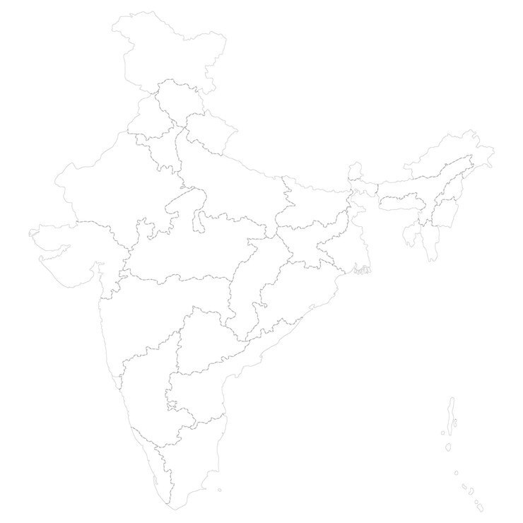 Vektor highly detailed vector illustration of india map with outline state and country borders