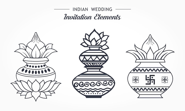 Vektor hindu kumbh kalash design indian wedding element