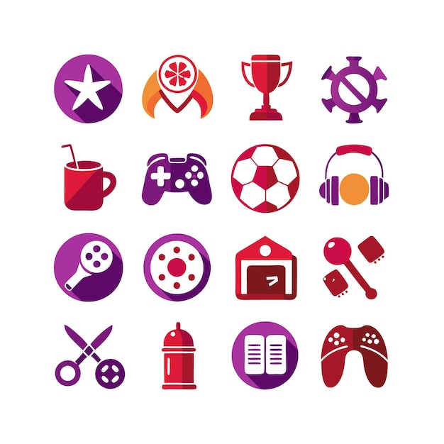 hobbies and interests icon set collection for documents websites and mobile applications