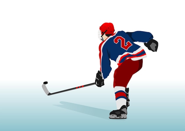 Hockeyspillere 3d vektor fargeillustrasjon