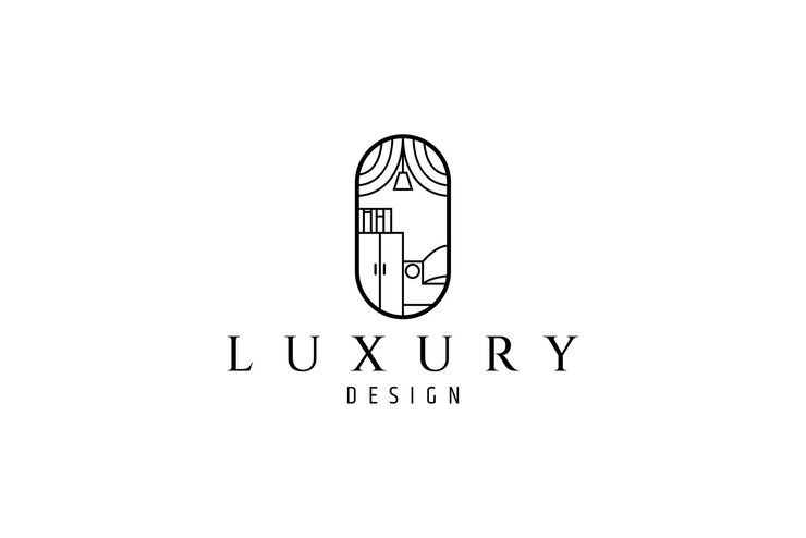 Home furnishings logo template in minimalist line art design style