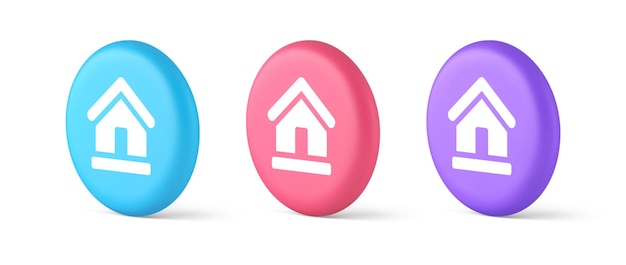 Homepage main page cyberspace address button web interface menu emblem 3d realistic icons