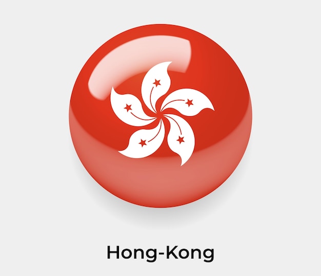 hongkong flag glossy bubble icon vector illustration