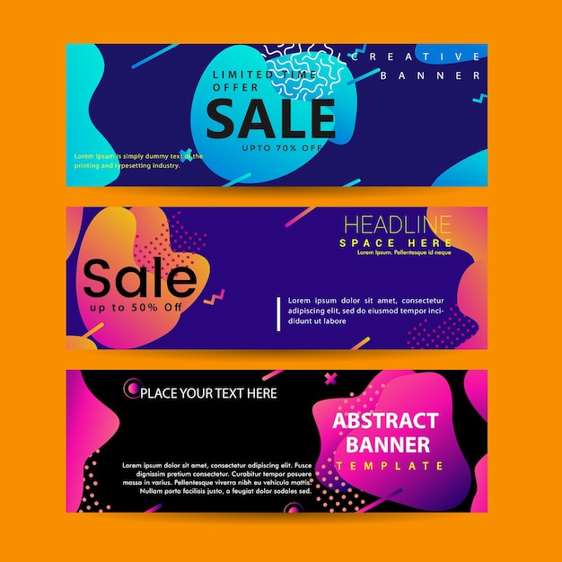 Horizontal banner set with Modern Colorful fluid element web template Modern flat material design