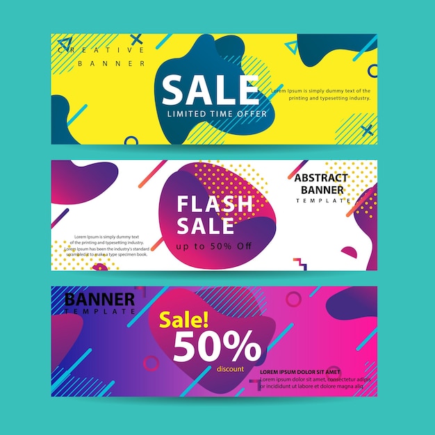Horizontal banner set with Modern Colorful fluid element web template Modern flat material design