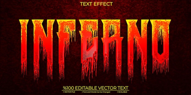 horror text inferno template editable 3d vektor text effect