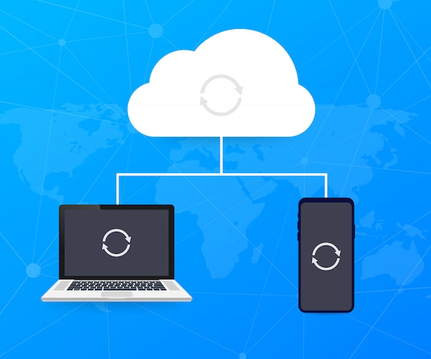 Hosting cloud concept with computer, smartphone and tablet , cloud computing technology. 