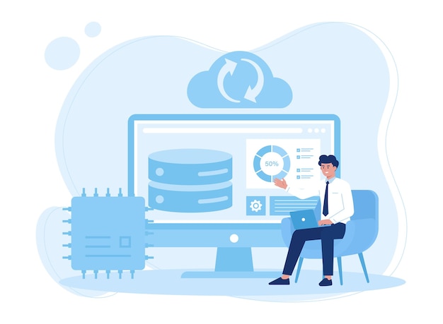 hosting technology server maintenance service database storage programming concept flat illustration