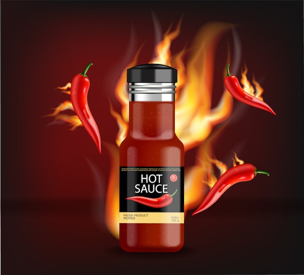 hot chili sauce on fire