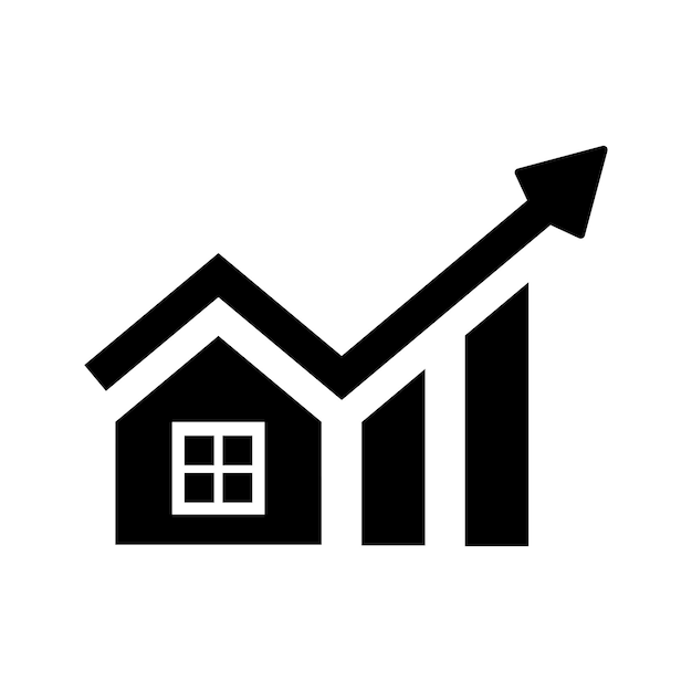 House investment growth icon Real estate Property value Cost of living Vector icon isolated on white background