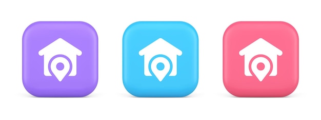 House location GPS route button distance navigation map pin pointer address direction 3d icon