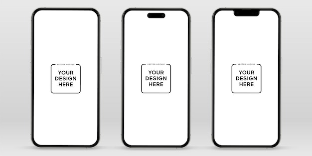 Høykvalitets 3D-rendering av smarttelefon-mockup med forskjellige vinkler og isolert bakgrunn for å vise mobilappen