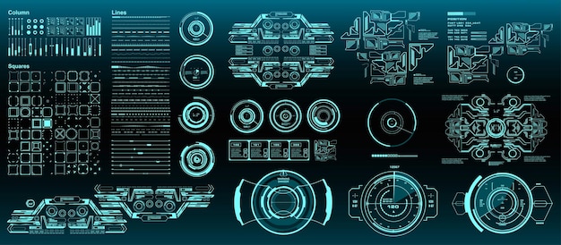 hud elements mega set pack dashboard display virtual reality technology screen futuristic user interface