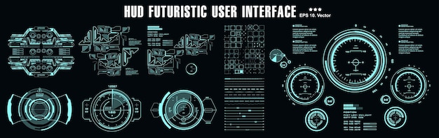 HUD elements mega set pack Dashboard display virtual reality technology screen Futuristic user interface