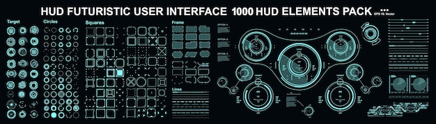 HUD elements mega set pack Dashboard display virtual reality technology screen Futuristic user interface