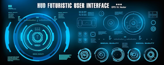 hud futuristic blue user interface dashboard display virtual reality technology screen target