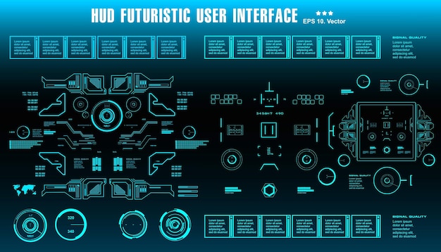 hud futuristic blue user interface dashboard display virtual reality technology screen target