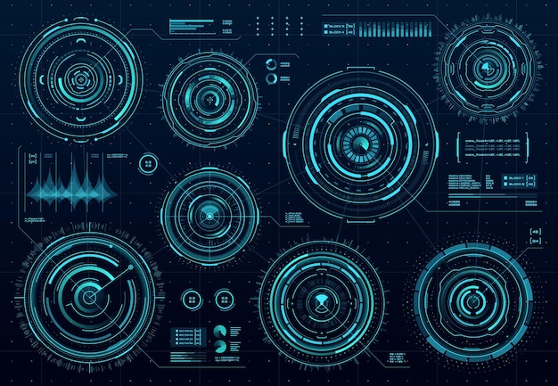 HUD futuristiske sirkulære paneler eller webgrensesnitt