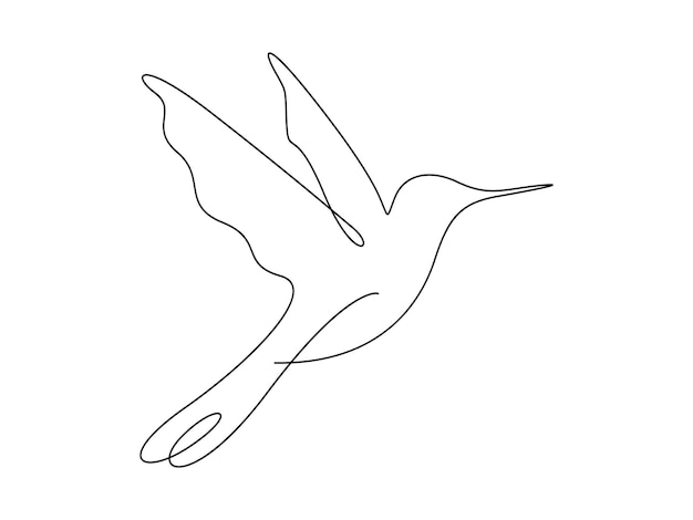Humming bird in one continuous line drawing vector illustration