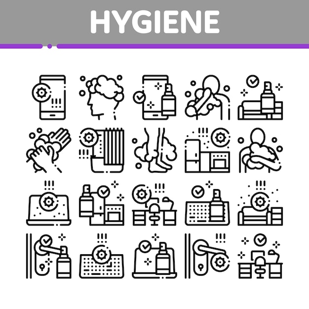 Hygiene And Healthcare Collection Icons Set Vector