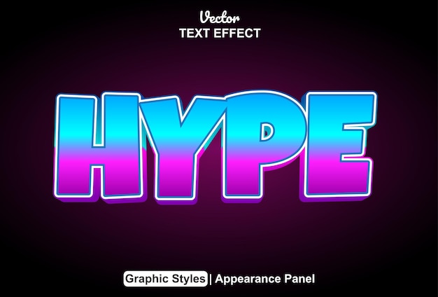 hype text effect with blue graphic style and editable