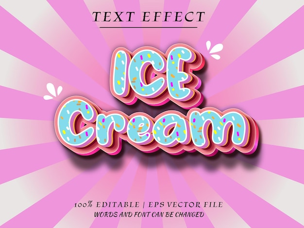 Ice Cream 3d editable text effect mockup