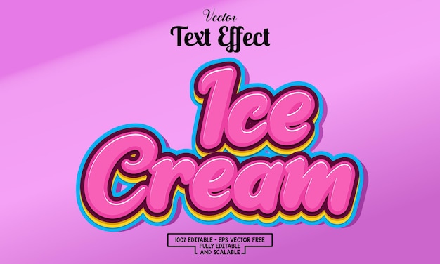 ice cream and minimal font style editable modern text effect