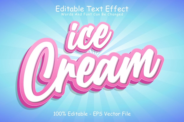 Ice Cream Editable Text Effect 3 Dimension Emboss Cartoon Style