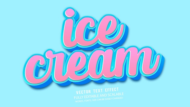 Ice Cream editable text effect 3d style with cute background