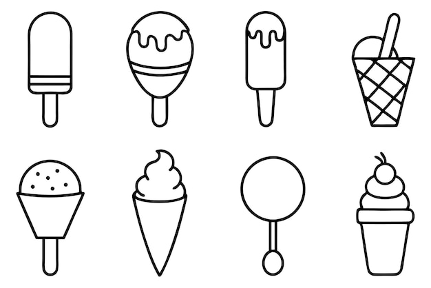 Ice Cream Line Art Artistic Sundae Emblem