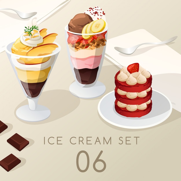 ice cream sundae set .