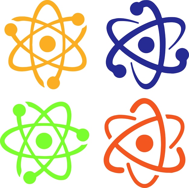 icon set of atom molecule molecular science electron neutron scientific research thin line icon