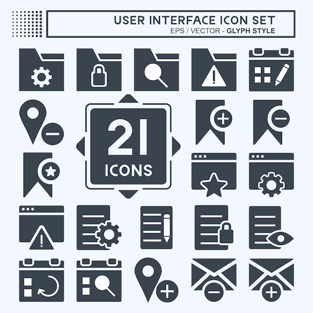 icon set user interface suitable for user interface symbol glyph style editable