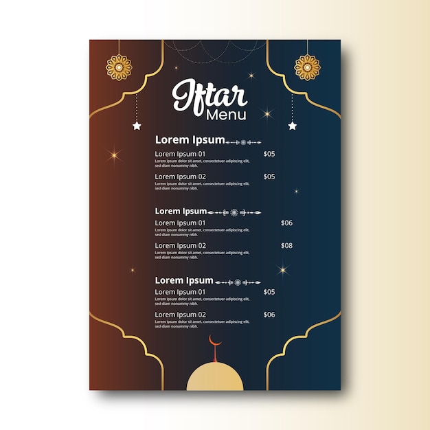 Iftar-meny og Iftar-fest Flyer design Mal