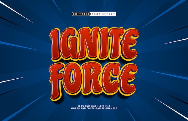 ignite force editable text effect with a kids and play text style