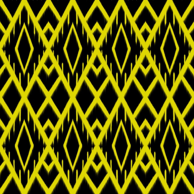 Ikat Yellow Black 2 ethnic seamless pattern Embroidery style abstract background fabric Seamless pattern embroidery