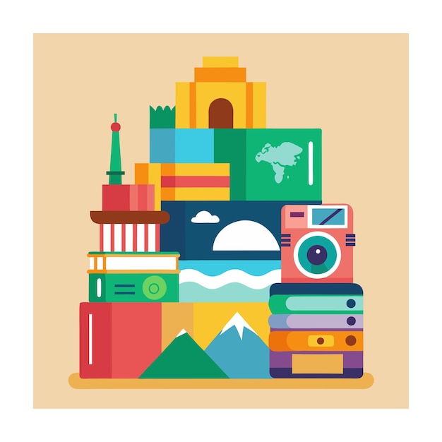 Illustrasjon av flat design stabel med bøker