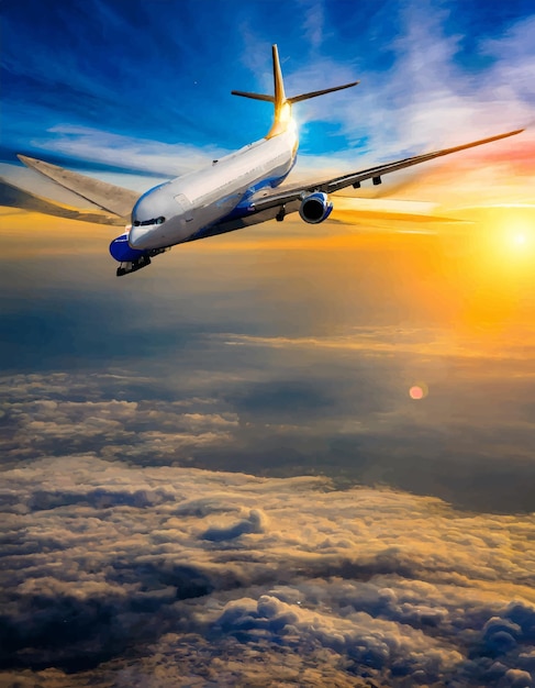 Illustrasjon av fly i skyene