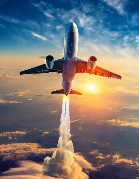 Illustrasjon av fly i skyene