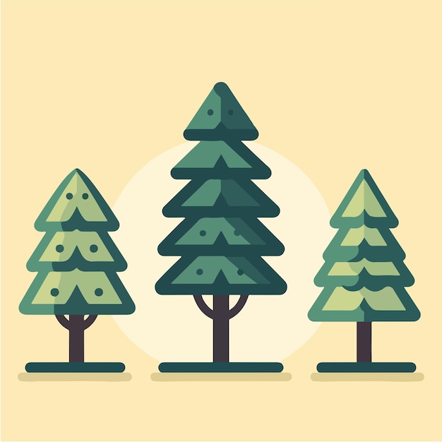 Illustration of a collection of trees in a flat design style