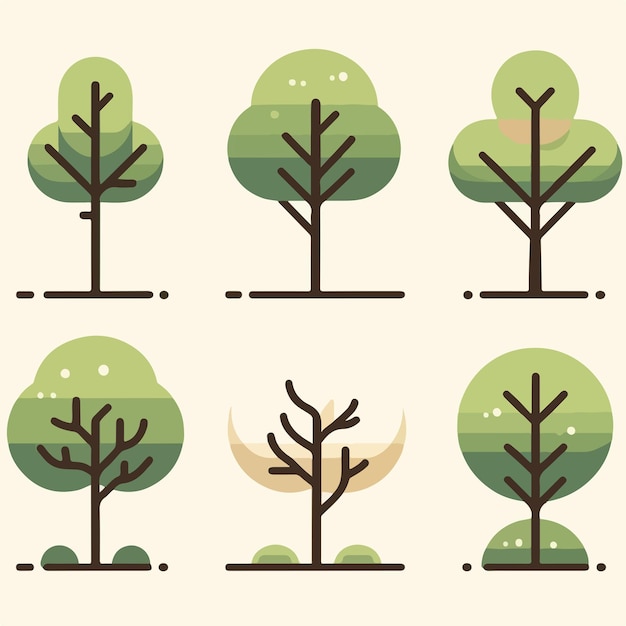 Illustration of a collection of trees in a flat design style