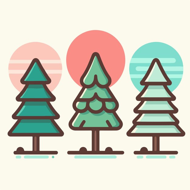 Illustration of a collection of trees in a flat design style