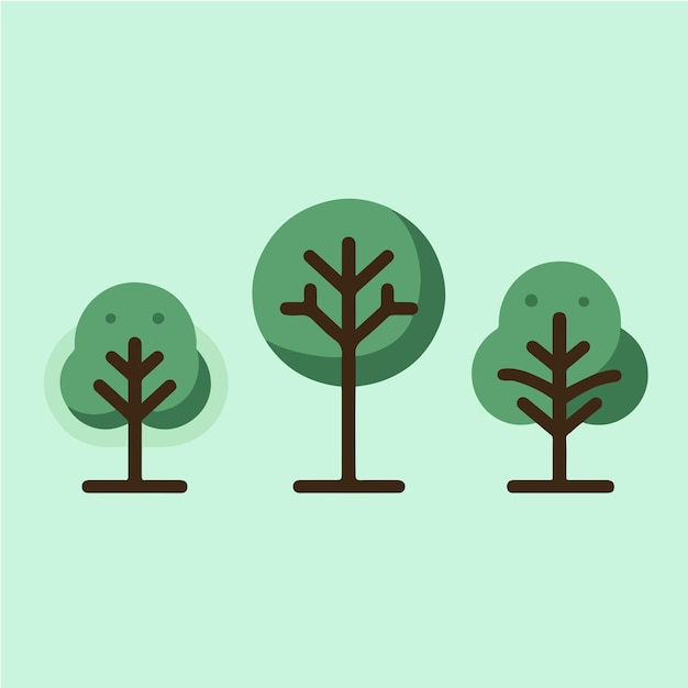 Illustration of a collection of trees in a flat design style