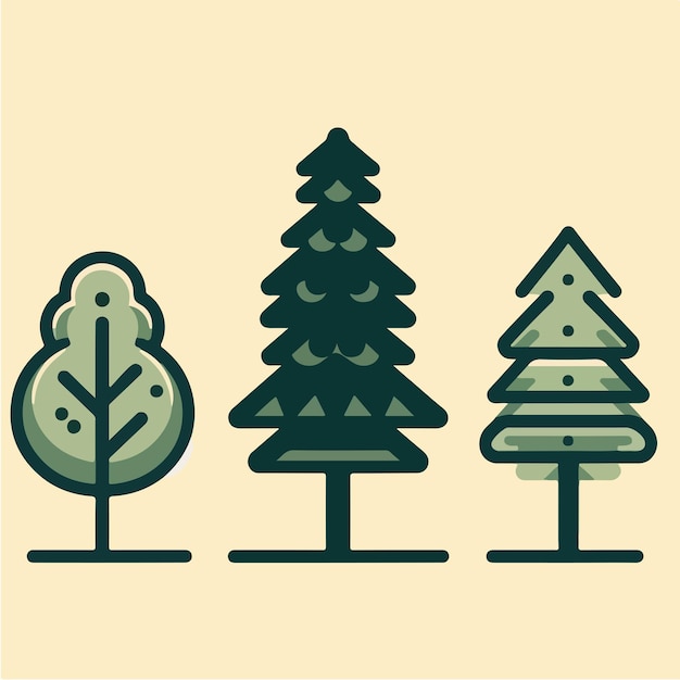 Illustration of a collection of trees in a flat design style