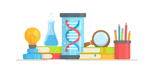 illustration of DNA test verification. Physical instruments. Illustration pictograph of a DNA symbol isolated