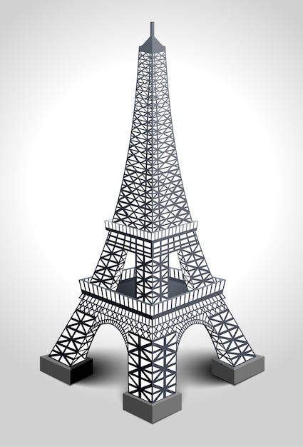  illustration of Eiffel tower  on white background.