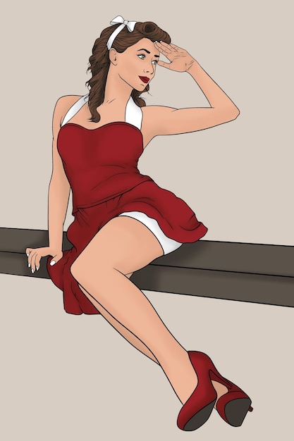 Illustration of pin up girl