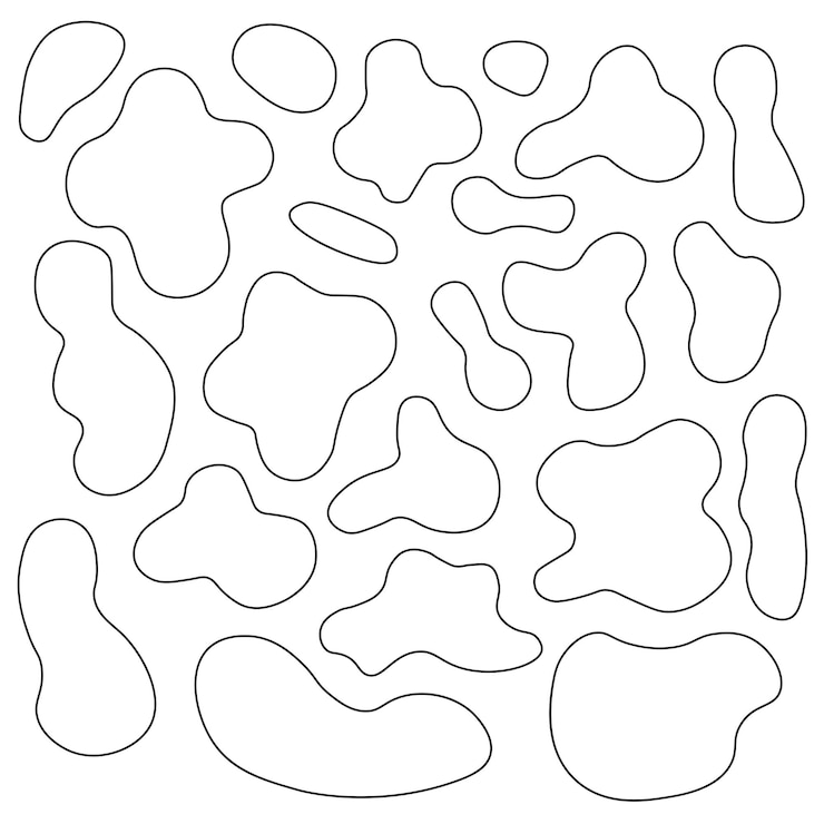 Vektor illustration of various organic blob like shapes scattered randomly