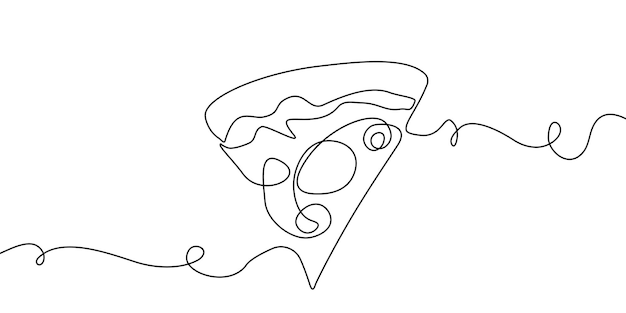 Illustration pizza vector slice icon cheese food hand drawn background sketch Continuous line pizza